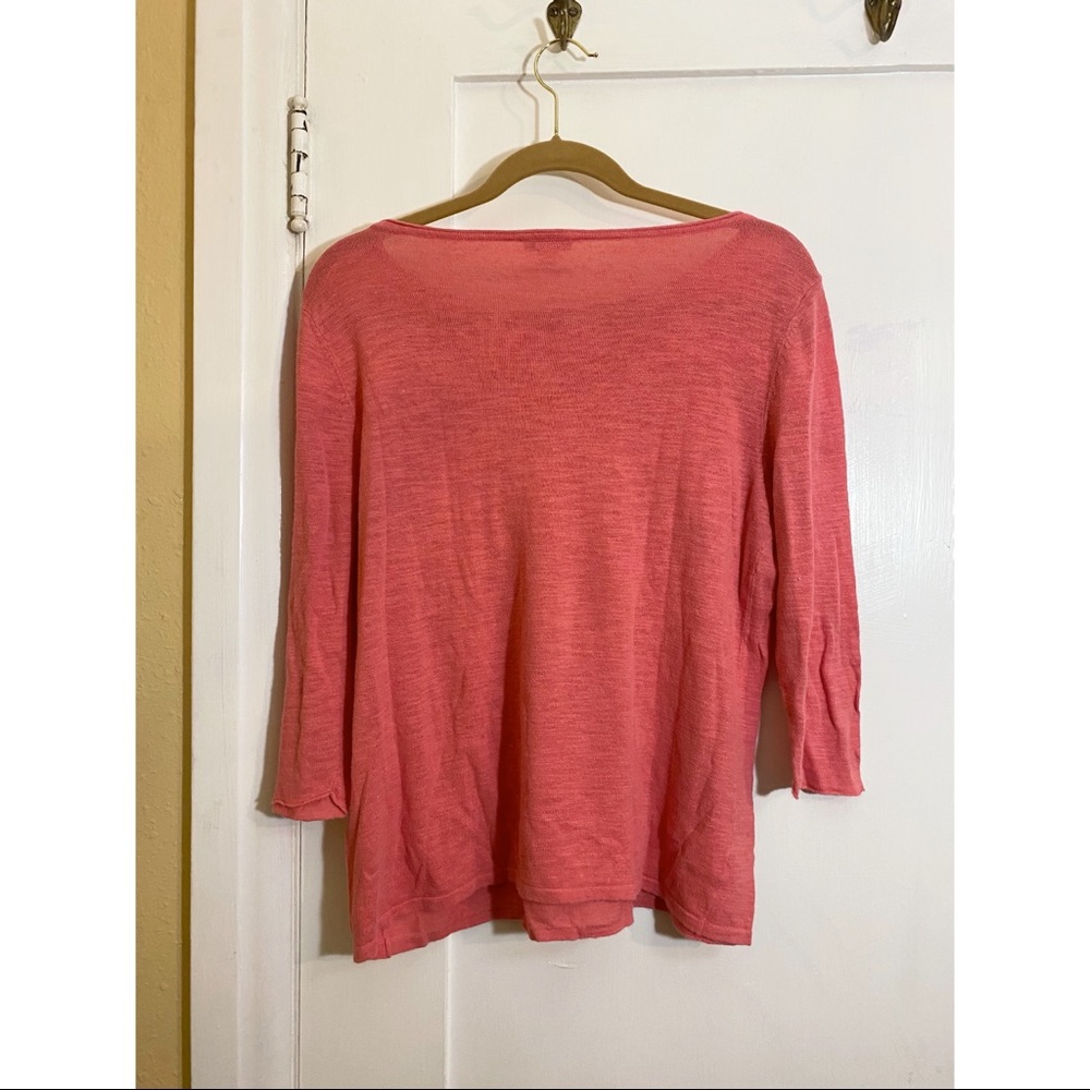J. Jill Coral Linen Blend Top - Picture 2 of 4